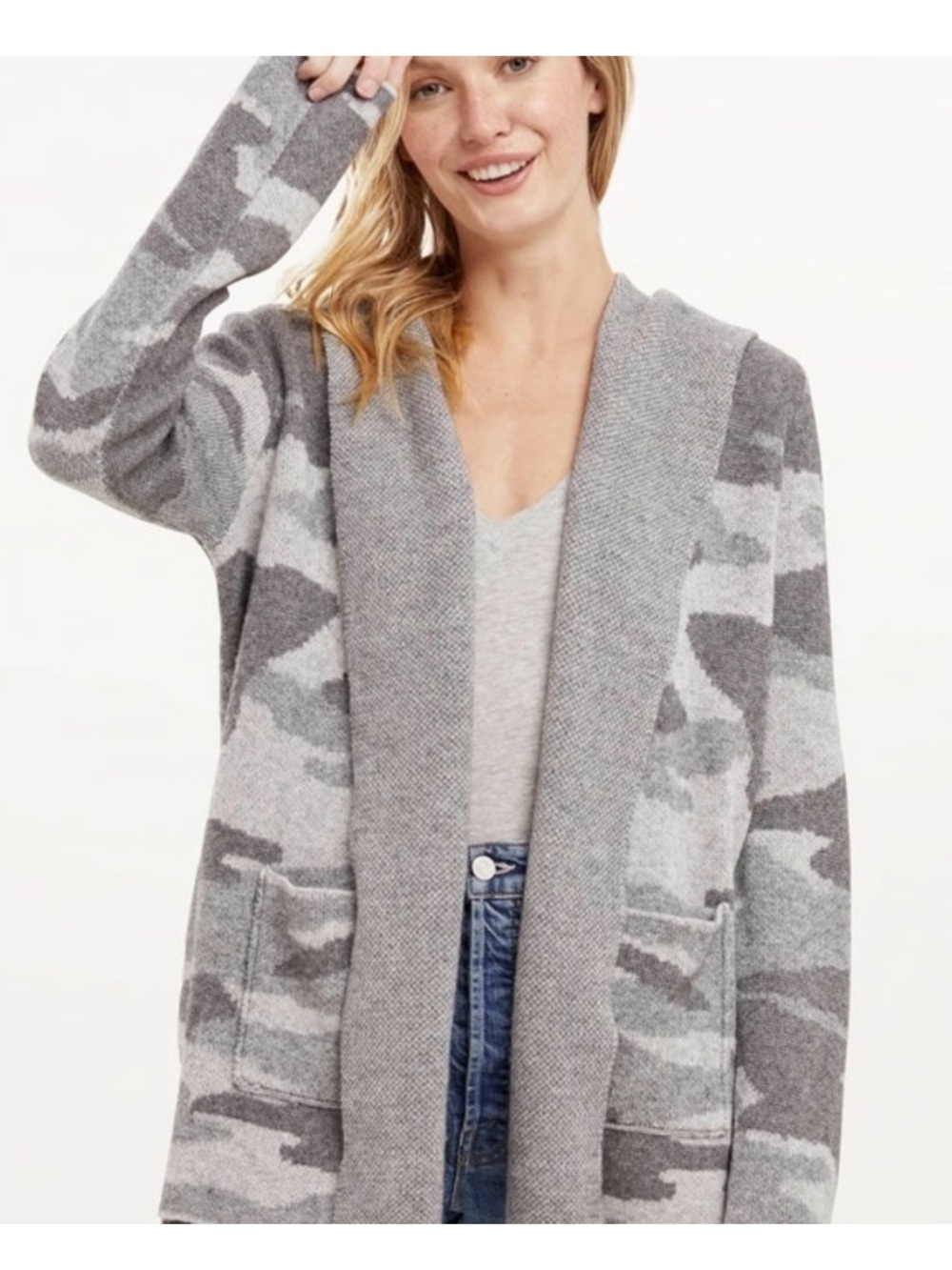 Splendid Phoenix Cashblend Sweater Cardigan Camo Size Small